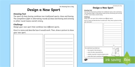 Design A New Sport Worksheet Worksheet