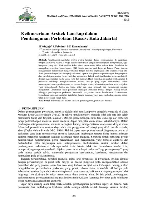 (PDF) Keikutsertaan Arsitek Lanskap dalam Pembangunan Perkotaan (Kasus: Kota Jakarta)