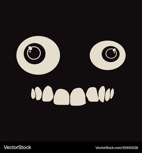 Black background with cartoon eyes and crooked Vector Image