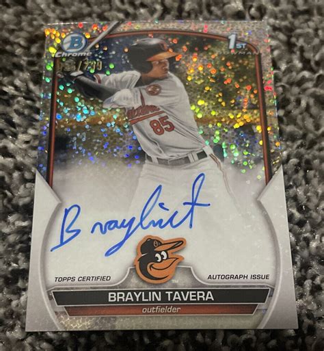 Braylin Tavera 2023 Bowman Chrome Speckle Sparkle Auto 299 Orioles