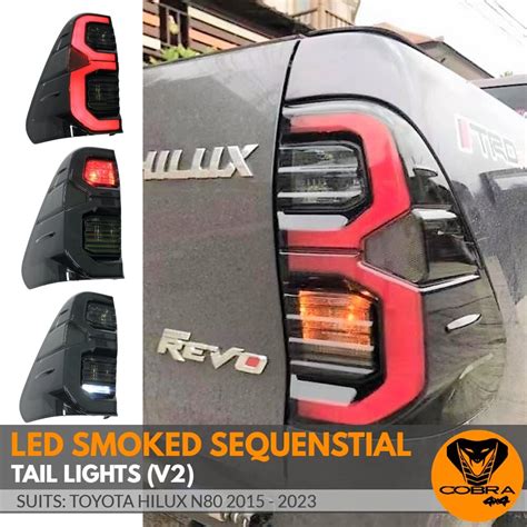 Sequential Led Style Smoked Black Tail Lights Lamp Suits Toyota Hilux