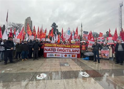 Savaş örgütü NATO nun 74 üncü kuruluş yıl dönümünde eylem Burası NATO