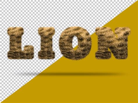 Premium PSD Lion Text With Realistic 3d Fur