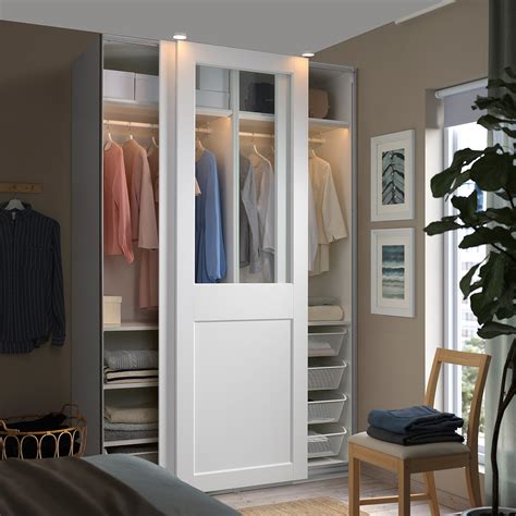 Paxgrimo Wardrobe With Sliding Doors Whiteclear Glass White