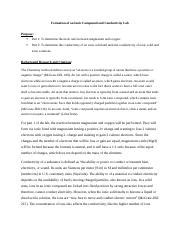 Lab Report Formation Of Ionic Compounds Conductivity Docx Formation