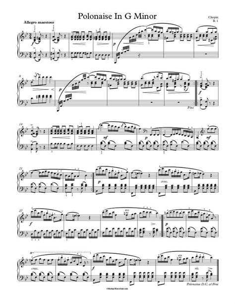 Free Piano Sheet Music Polonaise In G Minor B 1 Chopin Enjoy