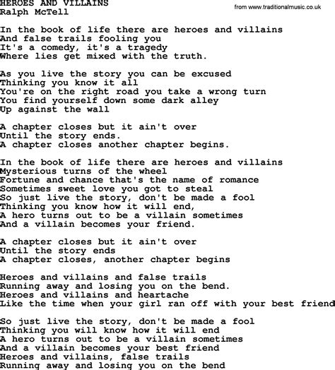 Heroes And Villainstxt By Ralph Mctell Lyrics And Chords