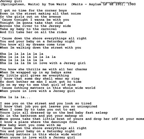 Bruce Springsteen Song Jersey Girl Lyrics