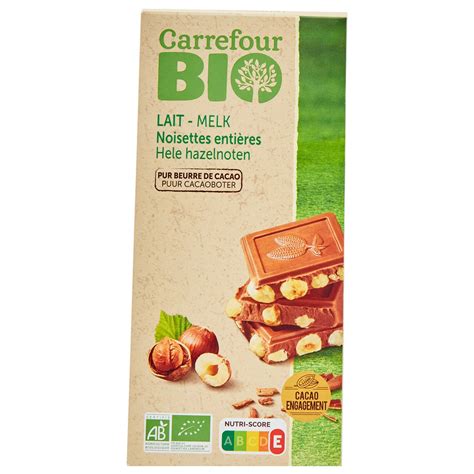 Chocolat Au Lait Noisettes Enti Res Carrefour Bio La Tablette De G