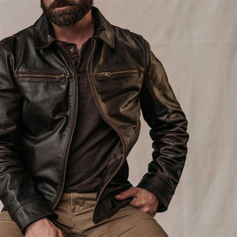 Mens Leather Flight Jacket Brown Buffalo Jackson