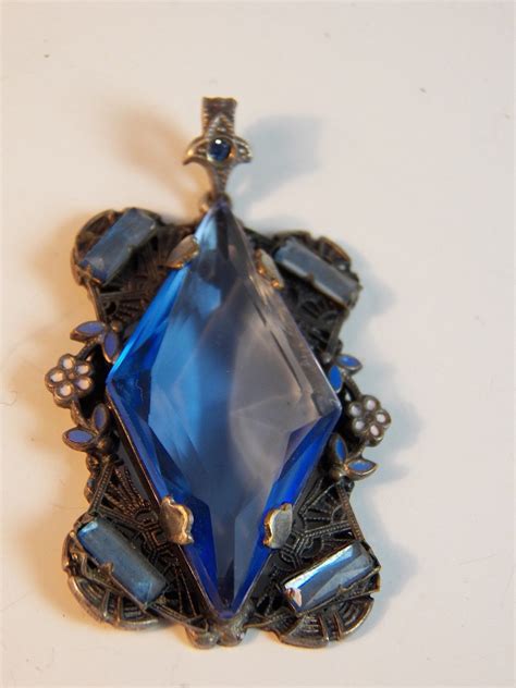 Neiger Antique Art Nouveau Deco Jewel Blue Czech Glas Gem