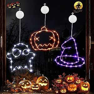 Joomer Halloween Window Lights Pack Of Orange Pumpkin White Ghost