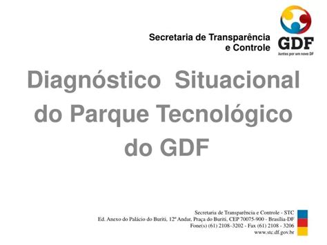 PPT Diagnóstico Situacional do Parque Tecnológico do GDF PowerPoint