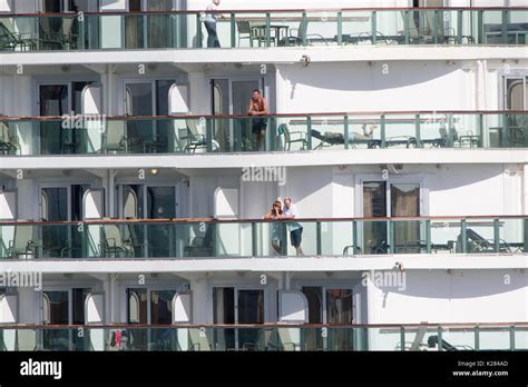 MV Britannia cruise ship of the P&O Cruises fleet setting sail from Cádiz city and port in south ...