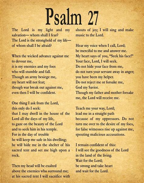 Buy Psalm 27 Print Psalm 27 Bible Poster Bible Decor Bible Wall Art