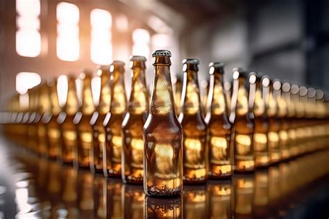 Premium Ai Image Glass Bottles On The Conveyor Belt Of The Beverage