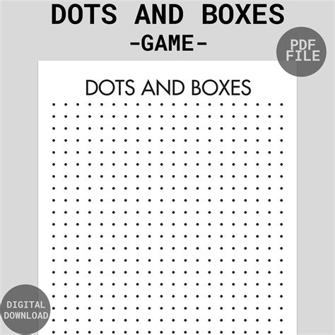 Dots and Boxes Game Printable Dots Game Classic Board Game Printable Dots and Boxes Road Trip ...