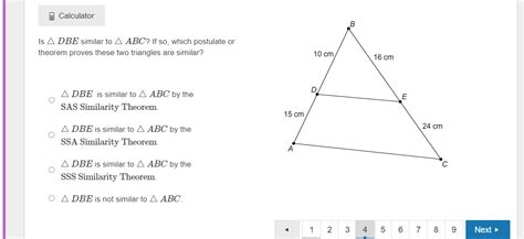 Solved Is D B E Similar To A B C If So Which Postulate Or Theorem