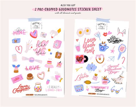 Sweet Love Clipart and Quotes Digital Valentine's Day Illustrations in PNG Format Instant ...