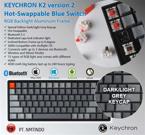 Jual Keychron K2 Version 2 Hot Swappable RGB Backlight Aluminum Frame