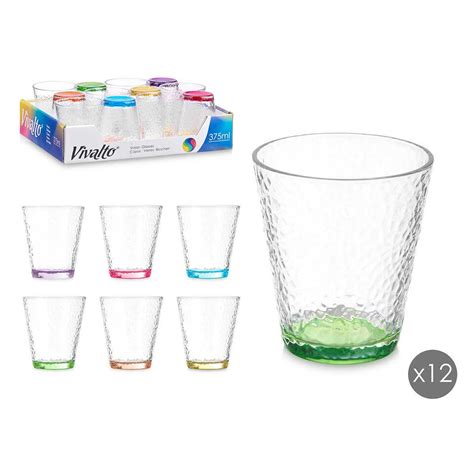 Vivalto Waterglazen Drinkglazen 12x Kleurenmix 375 Ml 10 Cm