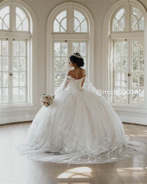 Elegant white off the shoulder cape quince dress | White quince dresses ...