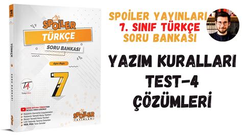 Sinif Yazim Kurallari Test Z Mler T Rk E Soru Bankasi Spo Ler