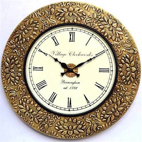 Village Clockworks Analog Embossed Wooden Wall Clock For Home And