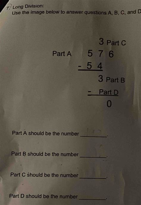 Solved Long Division Use The Image Below To Answer Questions A B