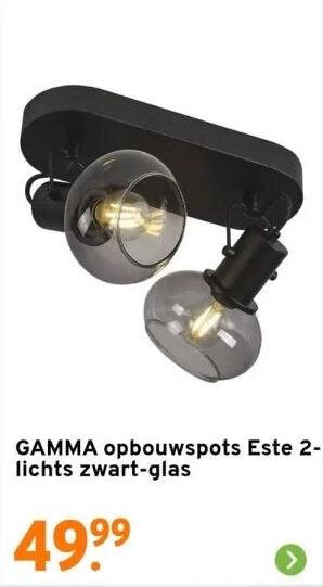 GAMMA Opbouwspots Este 2 Lichts Zwart Glas Aanbieding Bij GAMMA