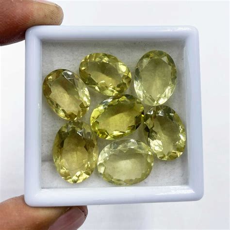 Naturel Citron Quartz Coupe Ovale Libre Pierre Précieuse Lot 11 Pièces