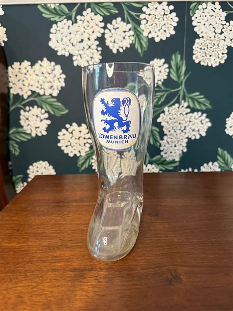 Vintage Lowenbrau Munchen Glass German Beer Boot Etsy