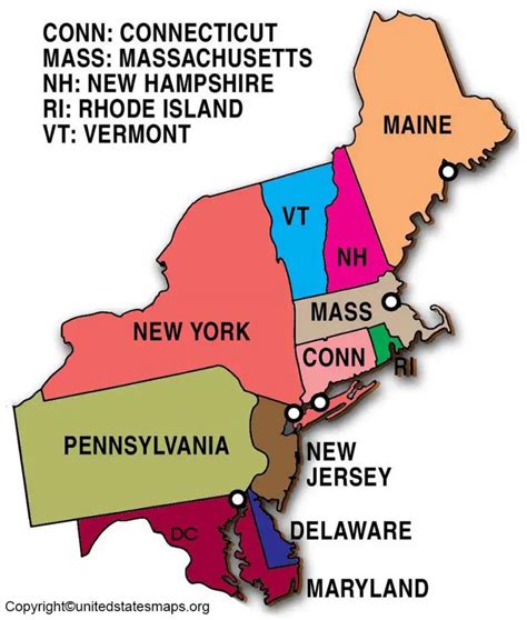 Map of Northeast US | Road Map of Northeast US States