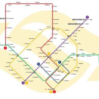 Singapore Mrt System Map Note The Downtown Dt Line Is Colored In