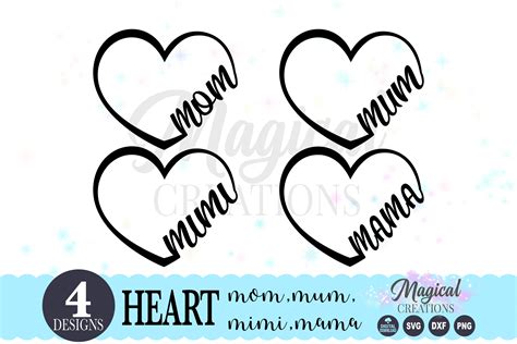 Mom Heart Svg Mum Heart Svg Mama Heart Svg Mimi Heart Svg Ik Hou Van Je Svg We Love You Svg