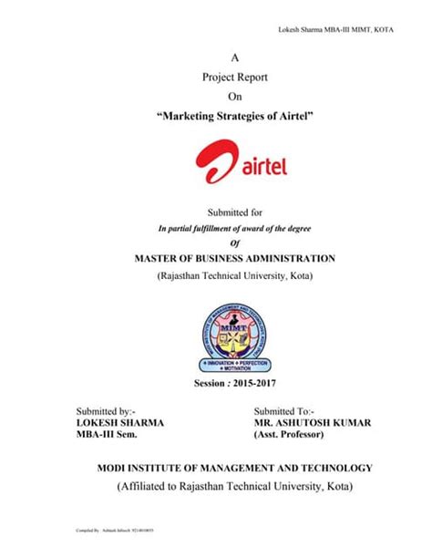 Airtel Marketing Strategies 75 Pdf