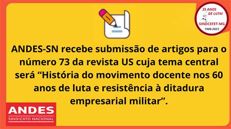 Andes Sn Recebe Submiss O De Artigos Para O N Mero Da Revista Us