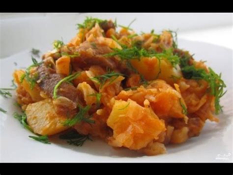 Капуста тушеная с мясом и картофелем. Сковорода. Рецепт. - YouTube
