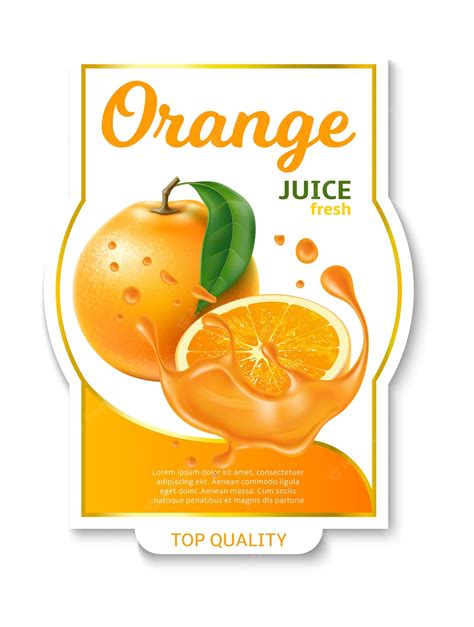 Premium Vector Realistic Fruit Label Orange Juice Sticker Design