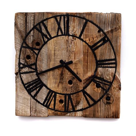 Rustic Wall Clock Reclaimed Barn Wood Clock Roman Numeral