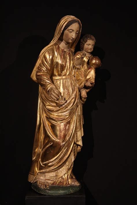 Vierge Lenfant En Bois Dor Et Polychrome Sud De La France Xviiie