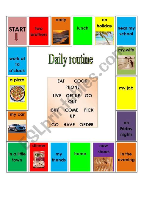 Daily Routine Boardgame Esl Worksheet By Kukoadri