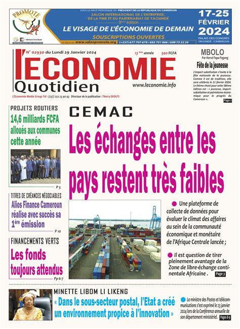 Photos La Revue De Presse Camerounaise Du Lundi 29 Janvier 2024