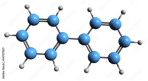 3D image of Biphenyl skeletal formula - molecular chemical structure of ...