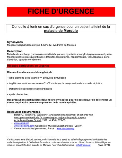 Fiche D Urgence