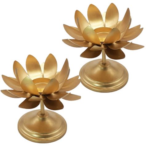 Large Lotus Tealight Candle Stand Set Of 2 Tea Light Holder Etsy