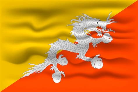 Wehende Flagge Des Landes Bhutan Vector Illustration Premium Vektor