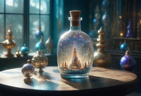Glass Bottle Sitting On Top Of A Table Stock Illustration