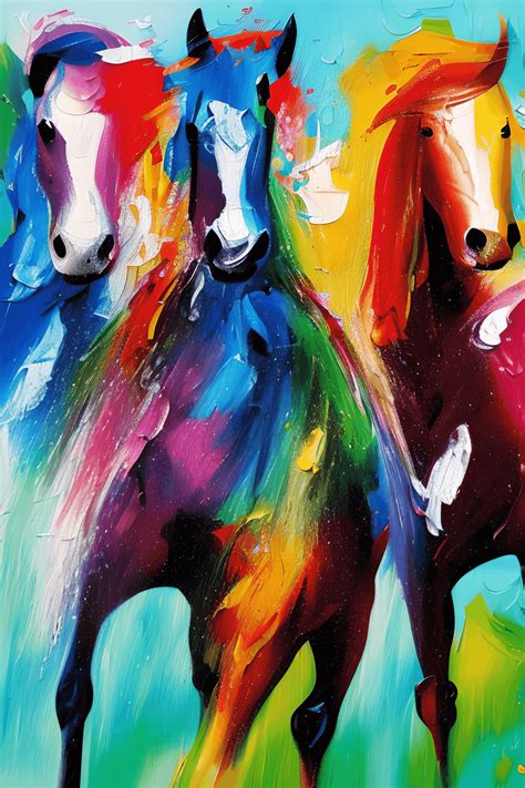 Horses Running Abstract Painting · Creative Fabrica