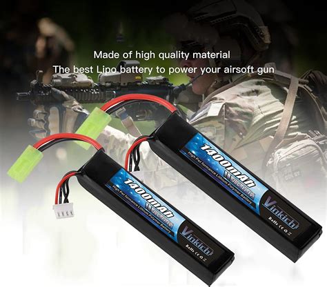 BESWON Paquete de 2 baterías Airsoft de 11 1 V recargables de 1400 mAh